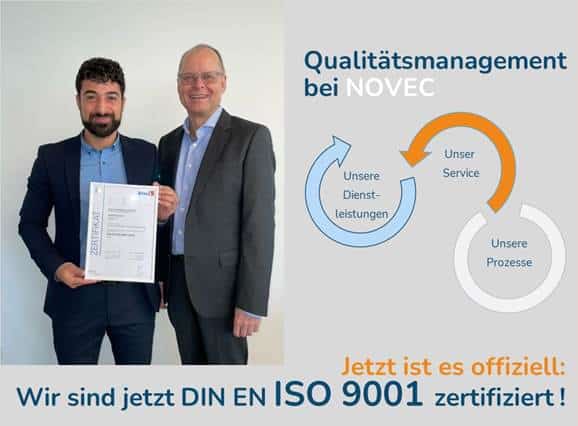NOVEC ist jetzt DIN EN ISO 9001:2015 zertifiziert